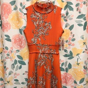 Nanette Orange Floral Sleeveless Dress